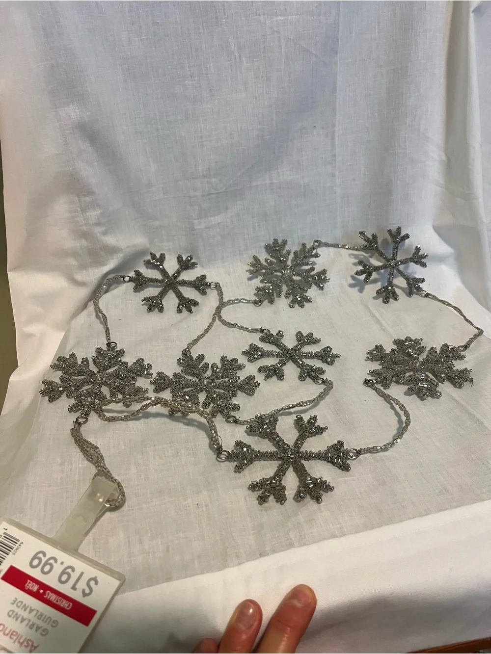 Ashland Silver Glitter Snowflake Garland